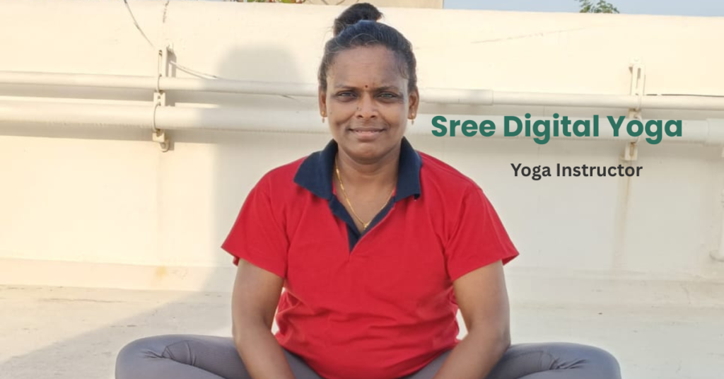 Sree Digital Yoga instructor demonstrating seated yoga pose