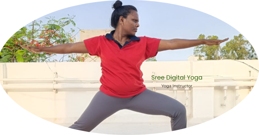 Sree Tamil Selvi performing a yoga pose – Yoga Instructor at Sree Digital Yoga