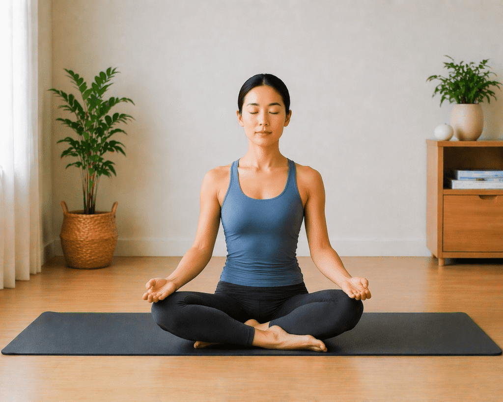 Easy Pose Sukhasana for meditation and breathing