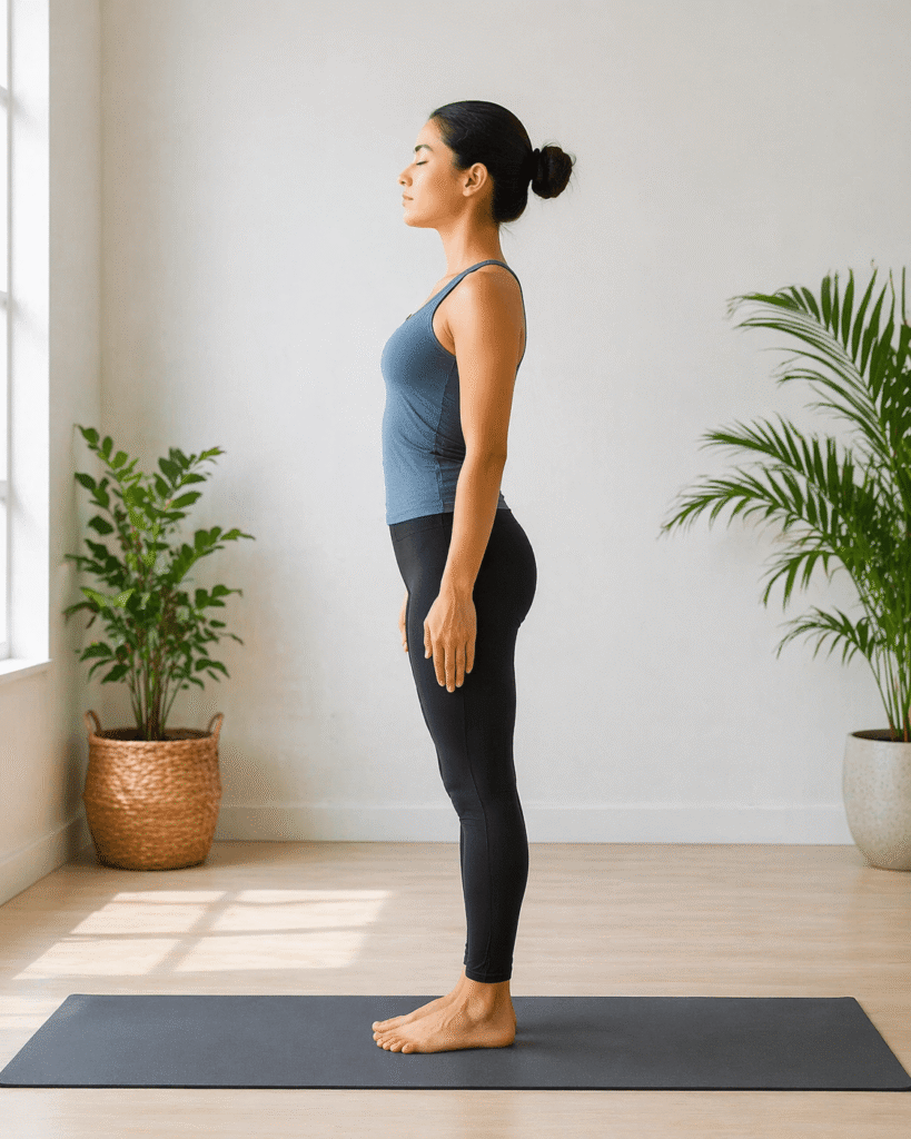 Mountain Pose Tadasana for beginners improving posture and balance