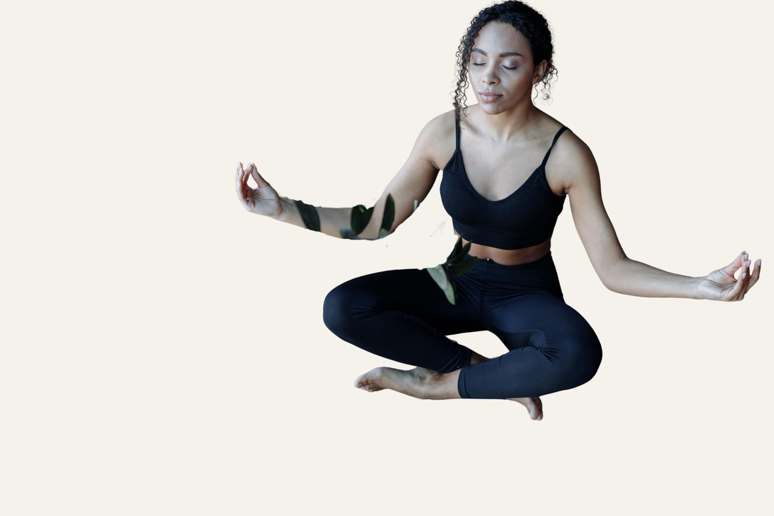 woman practicing yoga at home for stress relief and relaxation