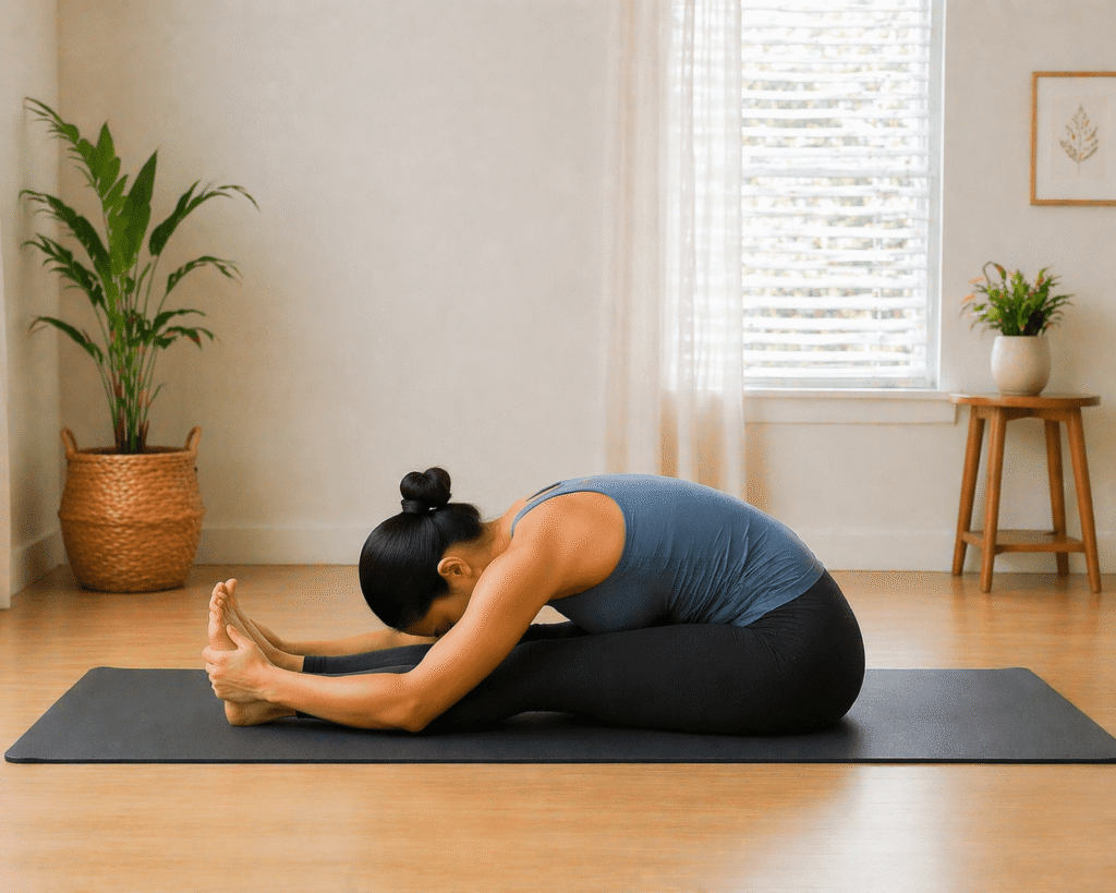 Seated Forward Bend yoga for hamstring stretch and flexibility