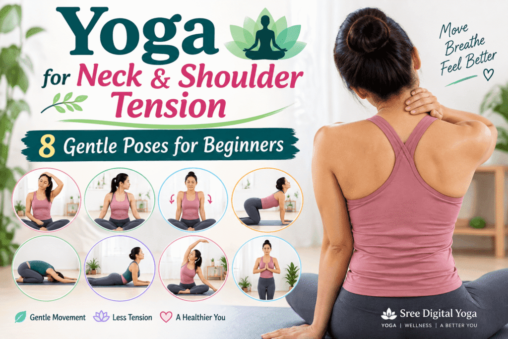 Yoga for neck and shoulder tension with 8 gentle poses for beginners